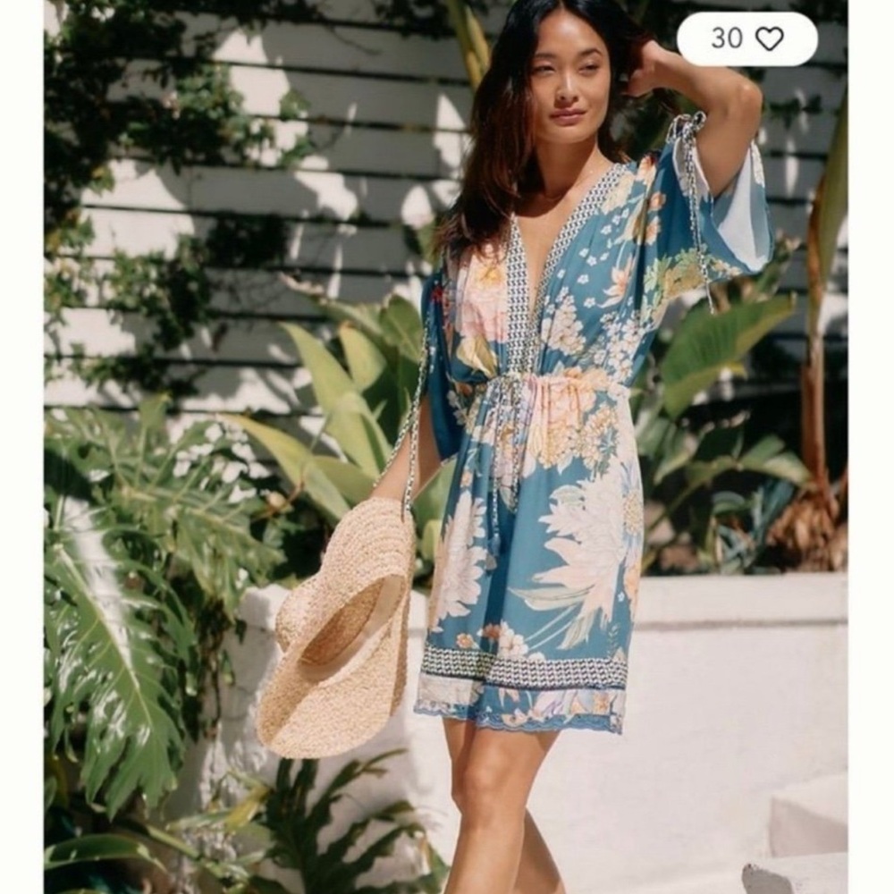 Floral Blue Swim Cover-Up